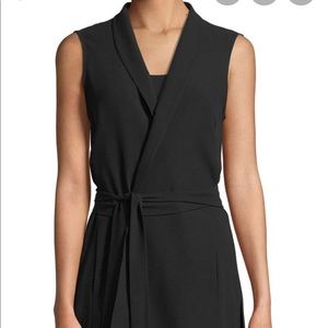 Eileen Fisher Georgette Crepe Long Vest in Black